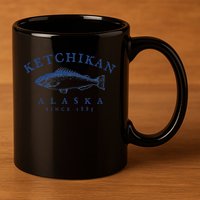 Retro Ketchikan Alaska Fishing 11oz C Handle Ceramic Mug