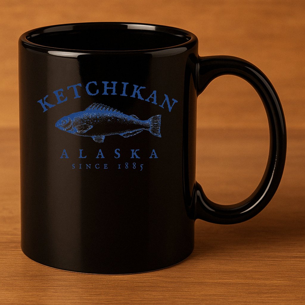 Retro Ketchikan Alaska Fishing 11oz C Handle Ceramic Mug
