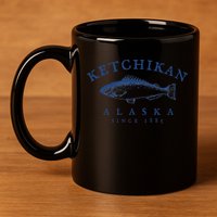 Retro Ketchikan Alaska Fishing 11oz C Handle Ceramic Mug