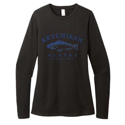 Retro Ketchikan Alaska Fishing Womens CVC Long Sleeve Shirt