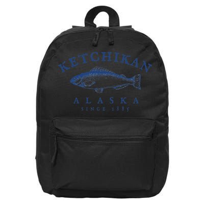 Retro Ketchikan Alaska Fishing 16 in Basic Backpack