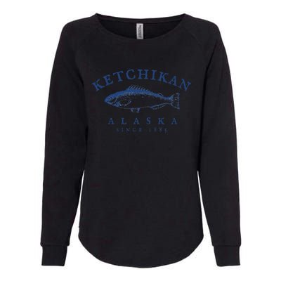 Retro Ketchikan Alaska Fishing Womens California Wash Sweatshirt