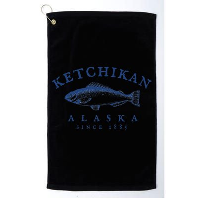 Retro Ketchikan Alaska Fishing Golf Towel