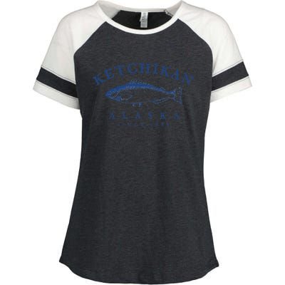 Retro Ketchikan Alaska Fishing Enza Ladies Jersey Colorblock Tee