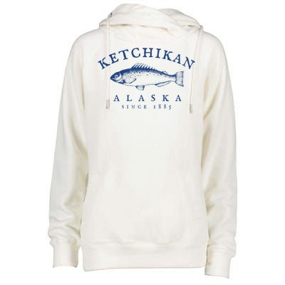 Retro Ketchikan Alaska Fishing Womens Funnel Neck Pullover Hood