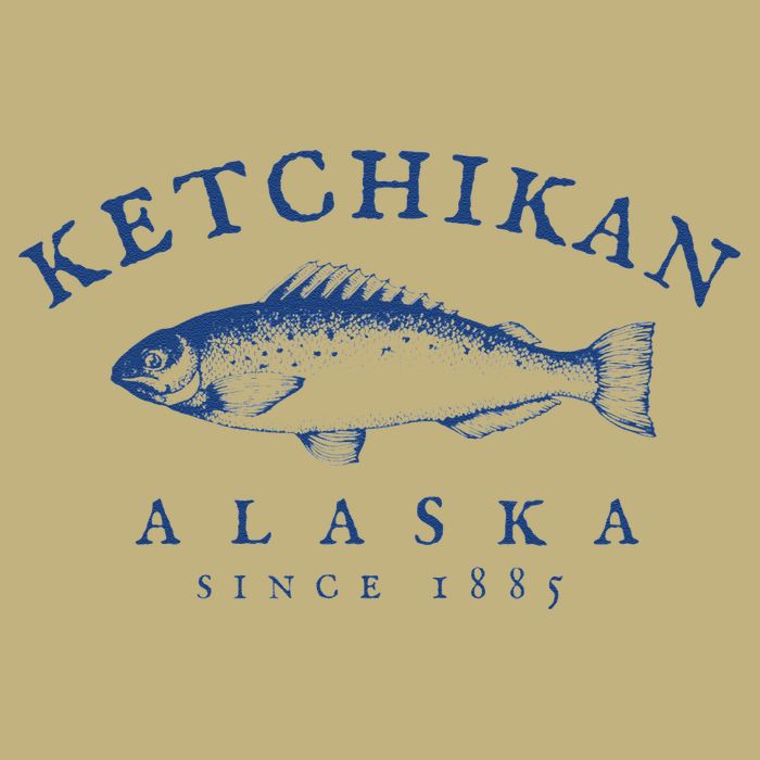 Retro Ketchikan Alaska Fishing Button
