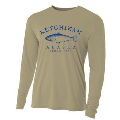 Retro Ketchikan Alaska Fishing Cooling Performance Long Sleeve Crew