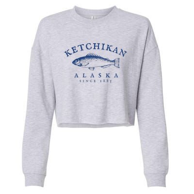 Retro Ketchikan Alaska Fishing Cropped Pullover Crew