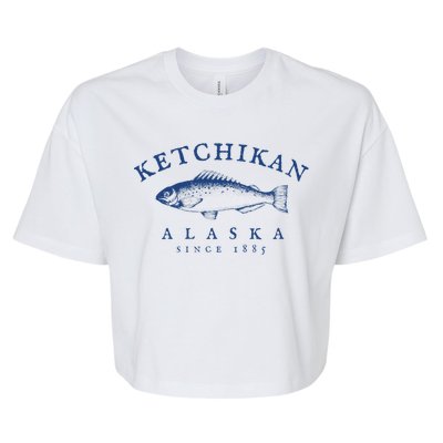 Retro Ketchikan Alaska Fishing Bella+Canvas Jersey Crop Tee