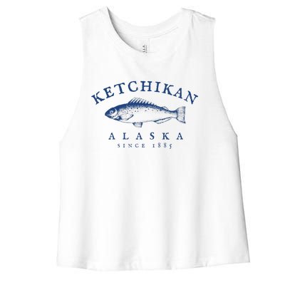 Retro Ketchikan Alaska Fishing Women's Racerback Cropped Tank