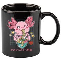 Ramen Kawaii Axolotl Eating Ramen Noodles Anime 11oz C Handle Ceramic Mug