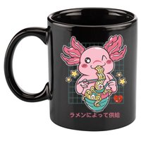 Ramen Kawaii Axolotl Eating Ramen Noodles Anime 11oz C Handle Ceramic Mug