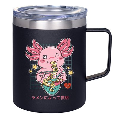 Ramen Kawaii Axolotl Eating Ramen Noodles Anime 12oz Stainless Steel Coffee Mug