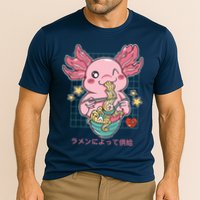 Ramen Kawaii Axolotl Eating Ramen Noodles Anime Cooling Performance Crew T-Shirt