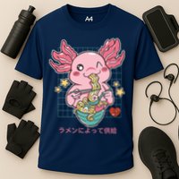 Ramen Kawaii Axolotl Eating Ramen Noodles Anime Cooling Performance Crew T-Shirt
