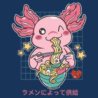 Ramen Kawaii Axolotl Eating Ramen Noodles Anime Cooling Performance Crew T-Shirt