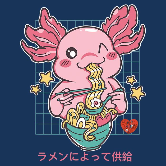 Ramen Kawaii Axolotl Eating Ramen Noodles Anime Cooling Performance Crew T-Shirt