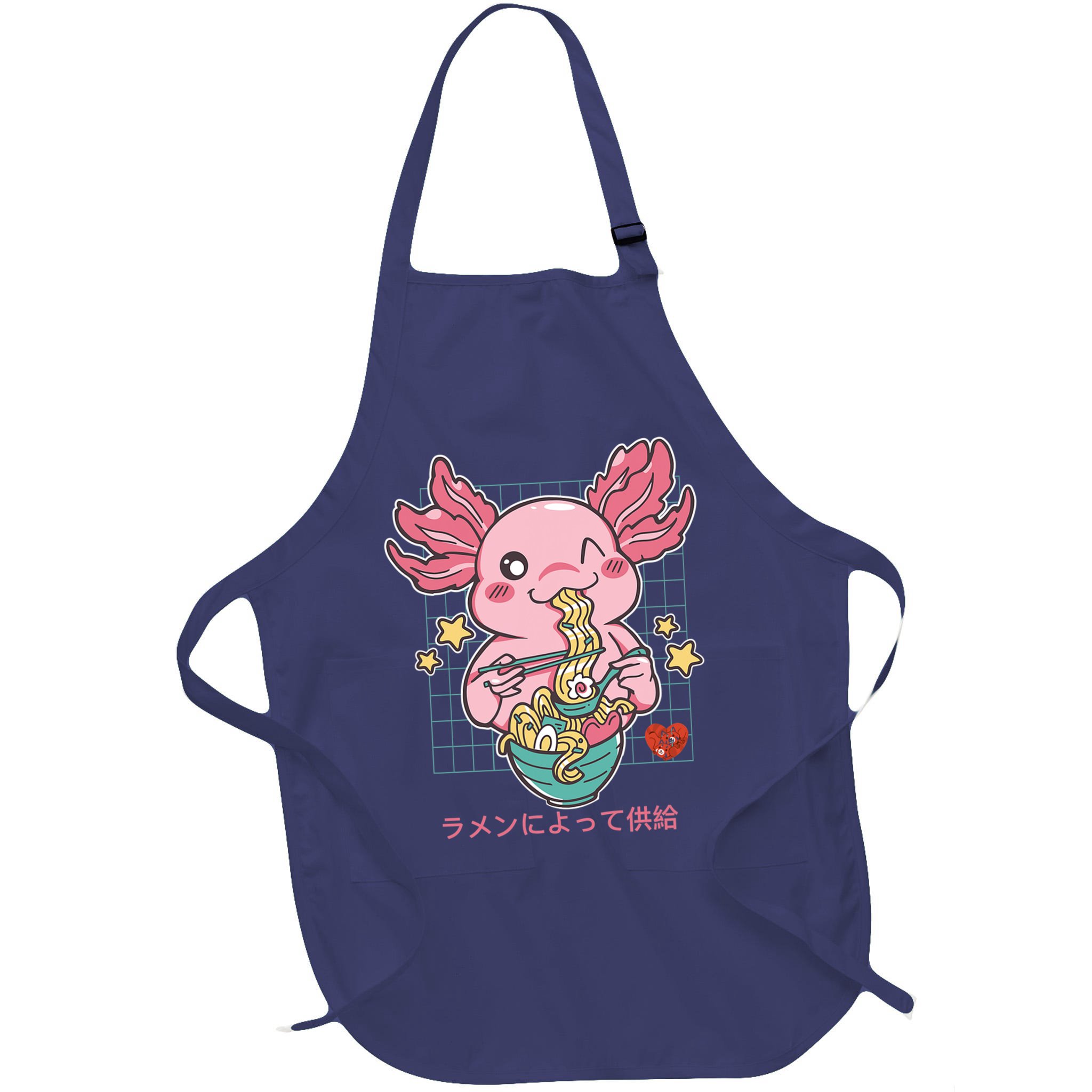 Ramen Kawaii Axolotl Eating Ramen Noodles Anime Apron