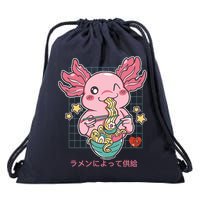 Ramen Kawaii Axolotl Eating Ramen Noodles Anime Drawstring Bag