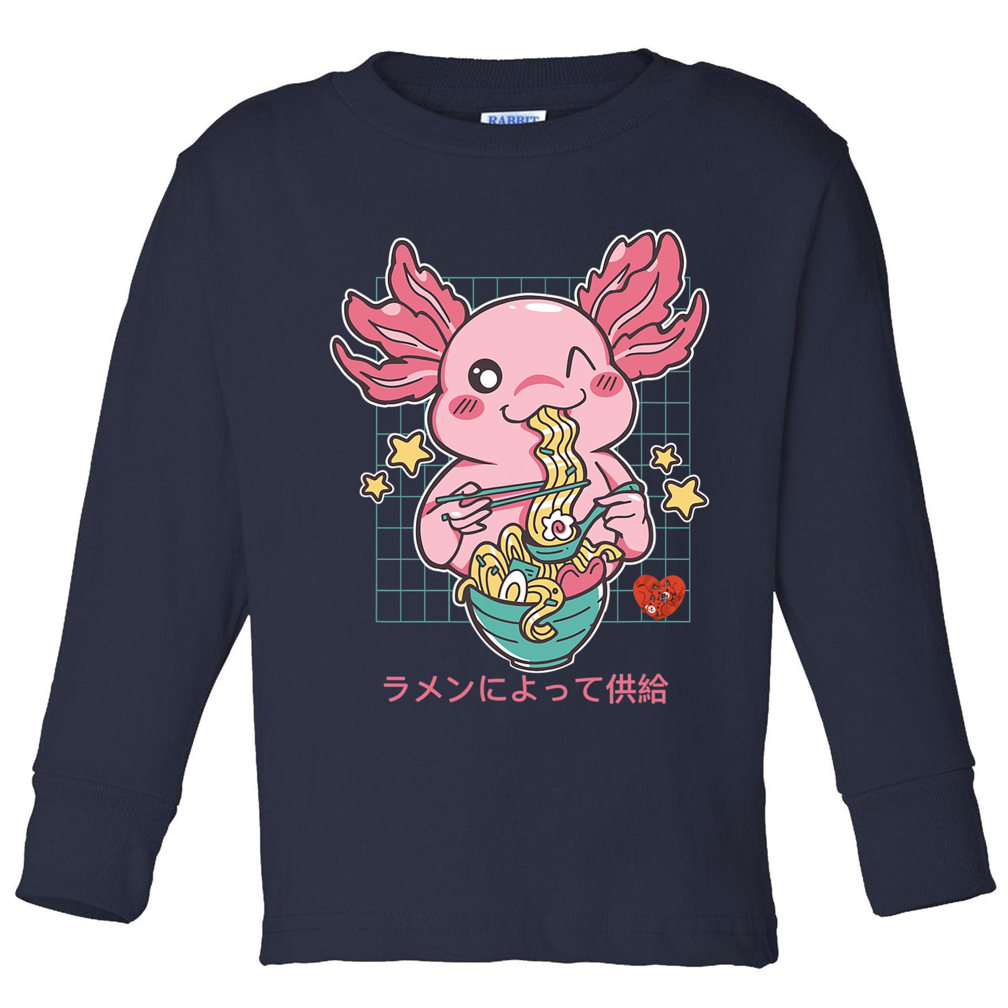 Ramen Kawaii Axolotl Eating Ramen Noodles Anime Toddler Long Sleeve Shirt