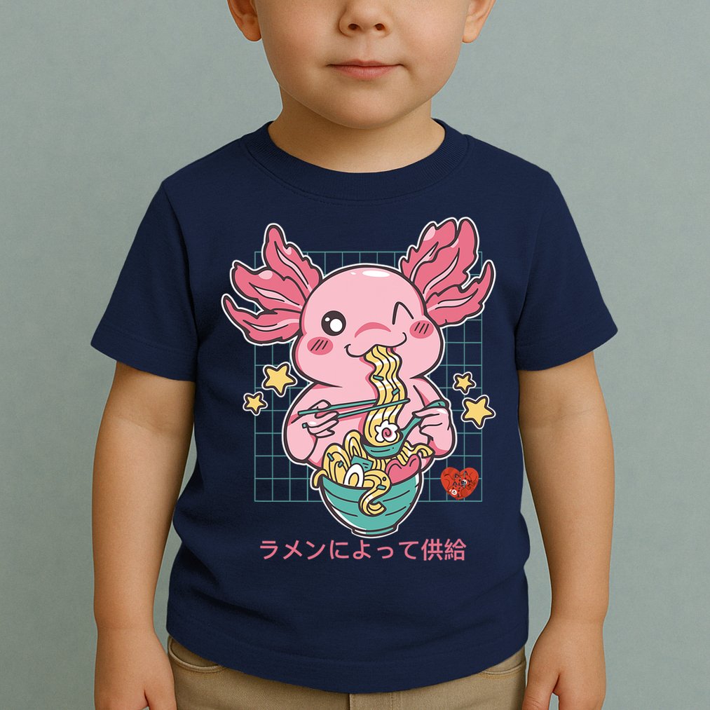 Ramen Kawaii Axolotl Eating Ramen Noodles Anime Toddler T-Shirt