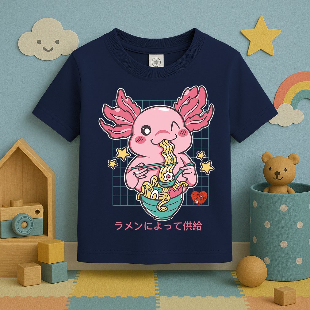 Ramen Kawaii Axolotl Eating Ramen Noodles Anime Toddler T-Shirt