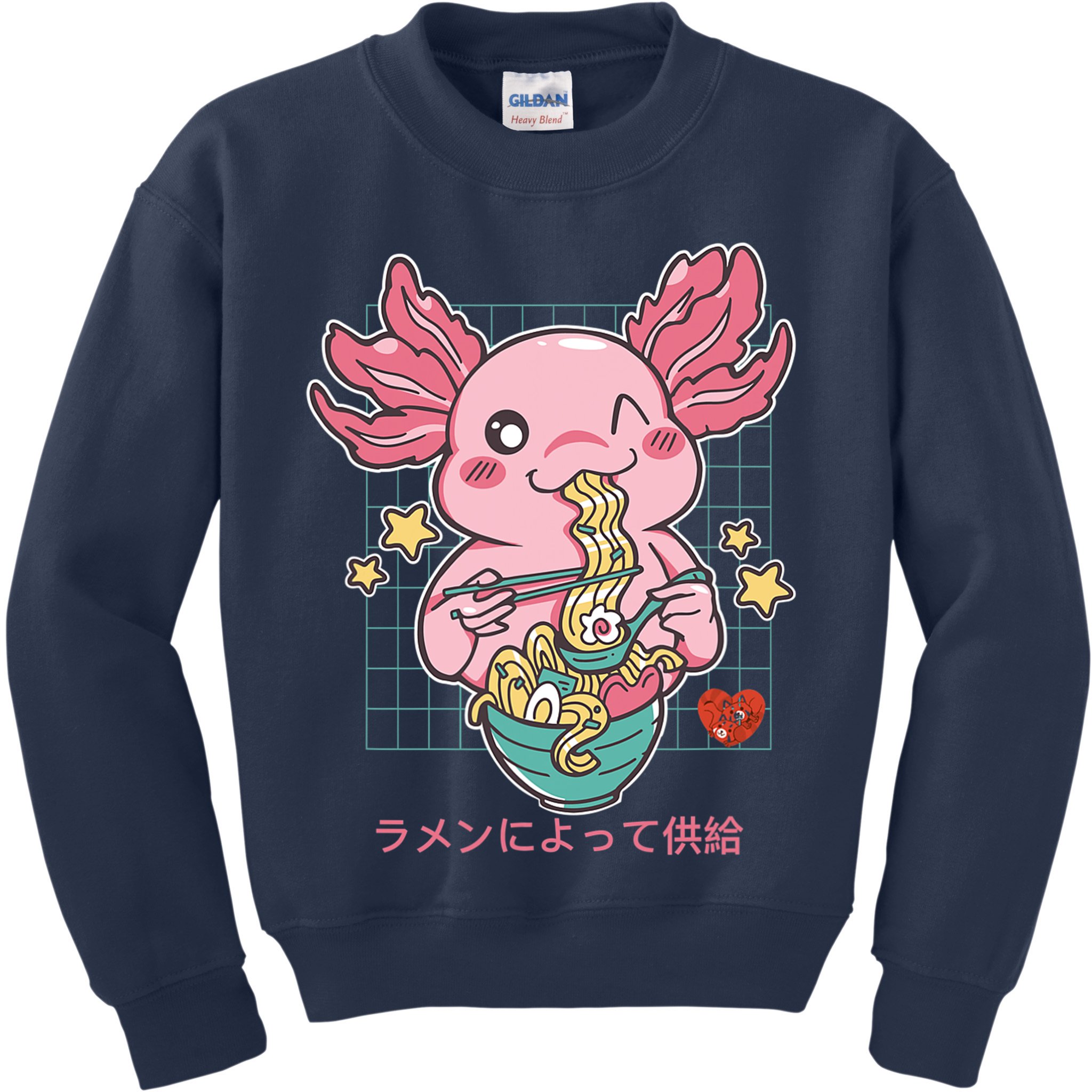 Ramen Kawaii Axolotl Eating Ramen Noodles Anime Kids Sweatshirt