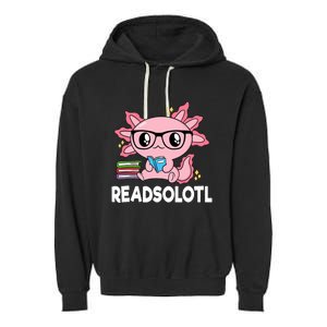 Readsolotl Kawaii Axolotl Book Lover Funny Reading Garment-Dyed Fleece Hoodie