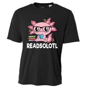 Readsolotl Kawaii Axolotl Book Lover Funny Reading Cooling Performance Crew T-Shirt