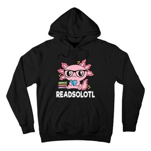 Readsolotl Kawaii Axolotl Book Lover Funny Reading Hoodie