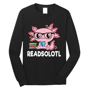 Readsolotl Kawaii Axolotl Book Lover Funny Reading Long Sleeve Shirt