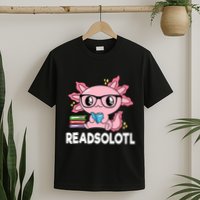 Readsolotl Kawaii Axolotl Book Lover Funny Reading T-Shirt