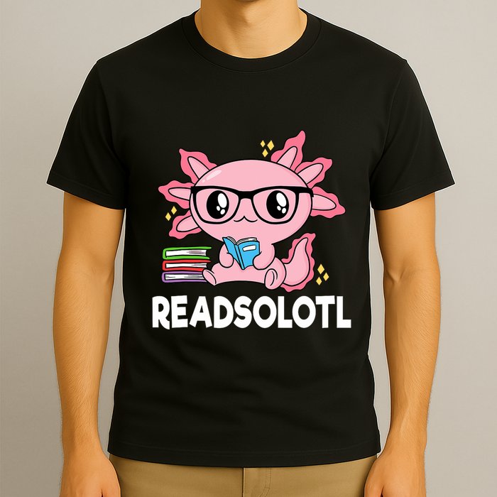 Readsolotl Kawaii Axolotl Book Lover Funny Reading T-Shirt