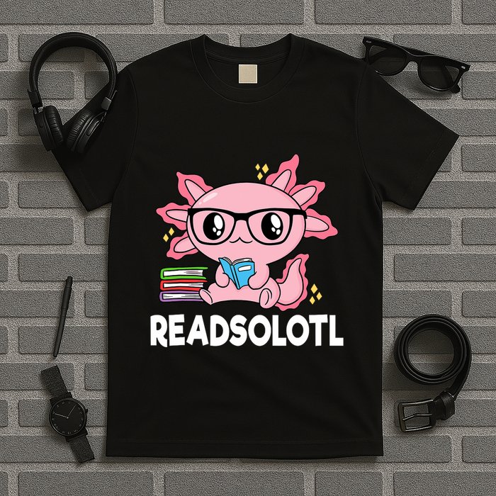 Readsolotl Kawaii Axolotl Book Lover Funny Reading T-Shirt