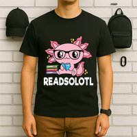 Readsolotl Kawaii Axolotl Book Lover Funny Reading T-Shirt