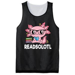 Readsolotl Kawaii Axolotl Book Lover Funny Reading Mesh Reversible Basketball Jersey Tank