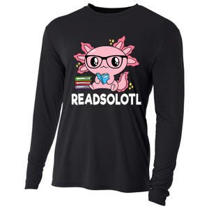 Readsolotl Kawaii Axolotl Book Lover Funny Reading Cooling Performance Long Sleeve Crew