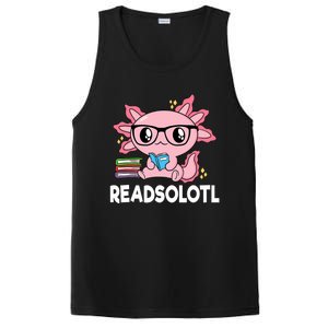 Readsolotl Kawaii Axolotl Book Lover Funny Reading PosiCharge Competitor Tank