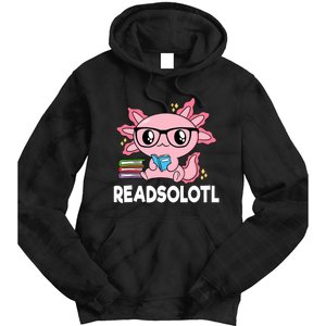 Readsolotl Kawaii Axolotl Book Lover Funny Reading Tie Dye Hoodie