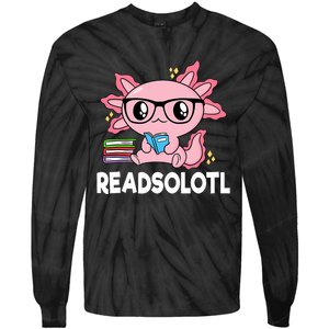 Readsolotl Kawaii Axolotl Book Lover Funny Reading Tie-Dye Long Sleeve Shirt