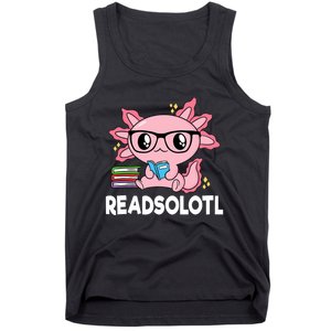 Readsolotl Kawaii Axolotl Book Lover Funny Reading Tank Top