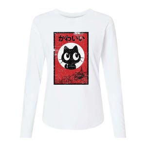 Retro Kawaii Black Cat Ramen Lover Japanese Food Womens Cotton Relaxed Long Sleeve T-Shirt