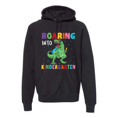 Roaring Kindergarten Cool Dinosaur Back To School Kids Premium Hoodie