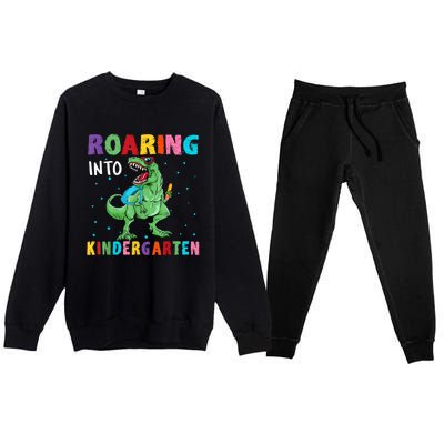 Roaring Kindergarten Cool Dinosaur Back To School Kids Premium Crewneck Sweatsuit Set