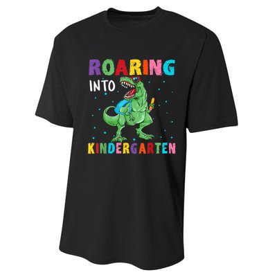 Roaring Kindergarten Cool Dinosaur Back To School Kids Performance Sprint T-Shirt