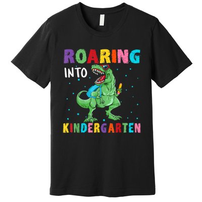 Roaring Kindergarten Cool Dinosaur Back To School Kids Premium T-Shirt