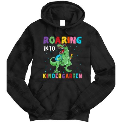 Roaring Kindergarten Cool Dinosaur Back To School Kids Tie Dye Hoodie