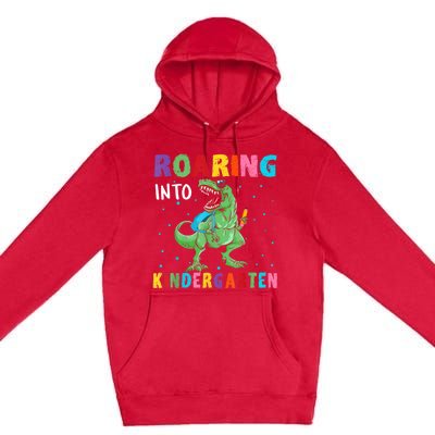 Roaring Kindergarten Cool Dinosaur Back To School Kids Premium Pullover Hoodie