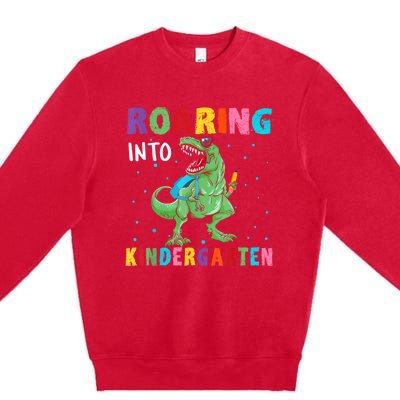 Roaring Kindergarten Cool Dinosaur Back To School Kids Premium Crewneck Sweatshirt