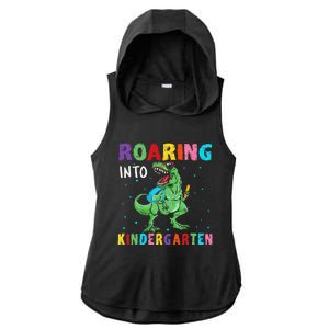 Roaring Kindergarten Cool Dinosaur Back To School Ladies PosiCharge Tri-Blend Wicking Draft Hoodie Tank